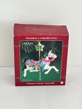 Vintage Heirloom Collection Carlton Cards Christmas Go Round 2000 prancing horse
